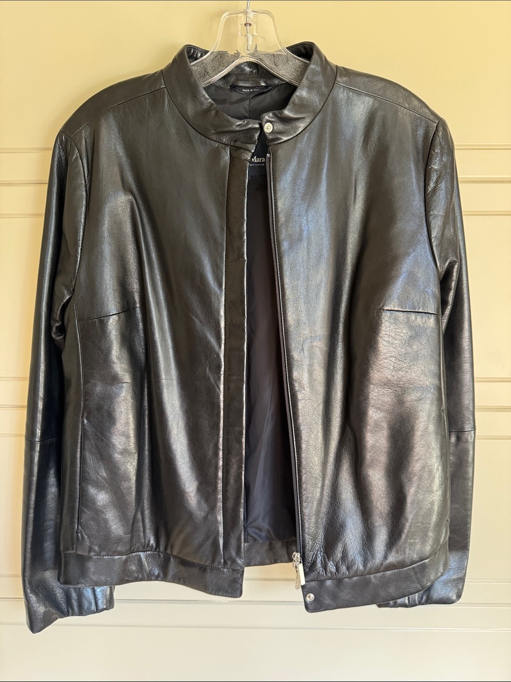 Women’s Black Leather bomber jacket